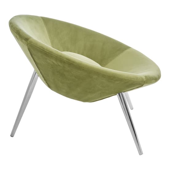 Artos Velvet Lounge Chair With Chrome Metal Legs In Green_3