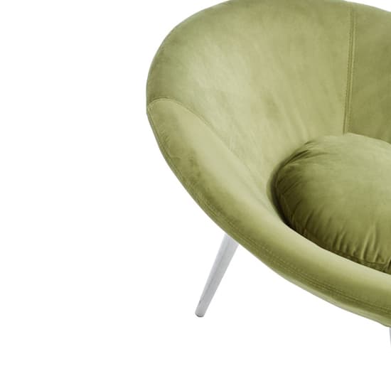 Artos Velvet Lounge Chair With Chrome Metal Legs In Green_5