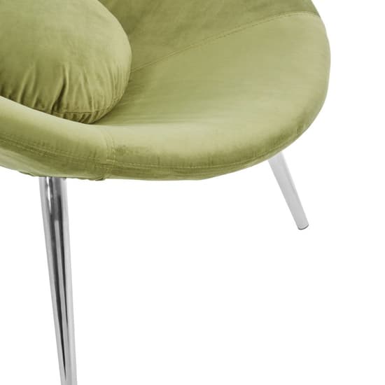 Artos Velvet Lounge Chair With Chrome Metal Legs In Green_6