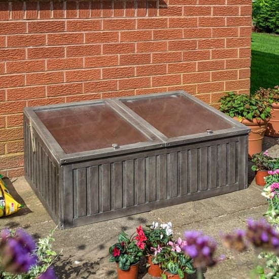 Arundel Wooden Cold Frame Planter With 2 Doors In Grey Wash_2