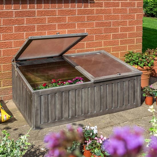 Arundel Wooden Cold Frame Planter With 2 Doors In Grey Wash_3