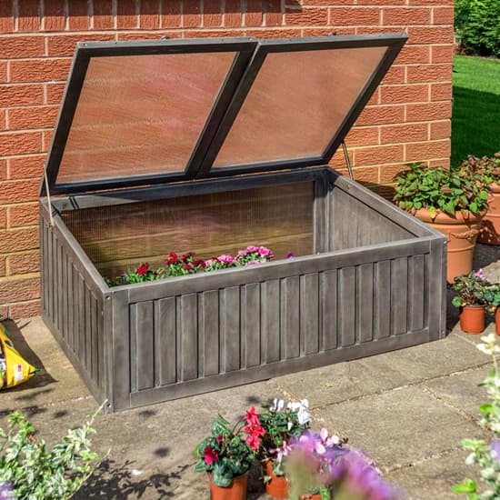 Arundel Wooden Cold Frame Planter With 2 Doors In Grey Wash_4
