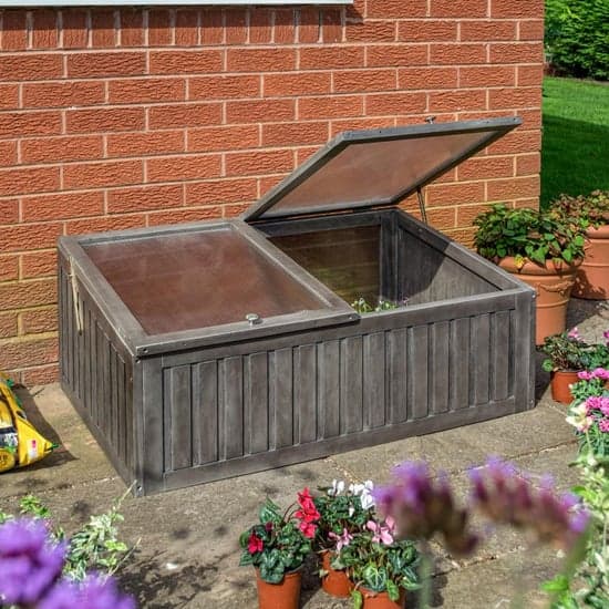 Arundel Wooden Cold Frame Planter With 2 Doors In Grey Wash_1