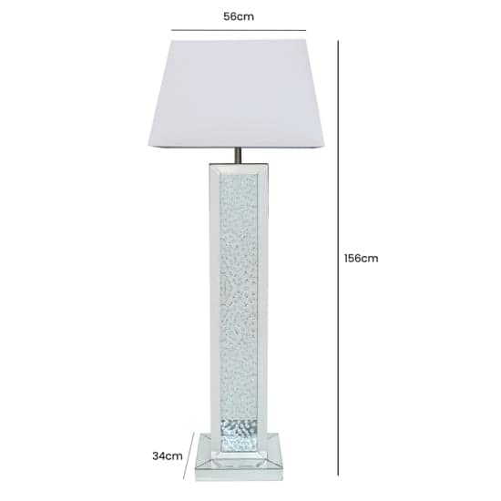 Arvada White Shade Floor Lamp With Mirrored Pillar Base_2