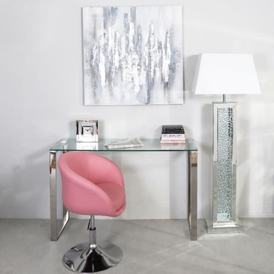 Arvada White Shade Floor Lamp With Mirrored Pillar Base_3