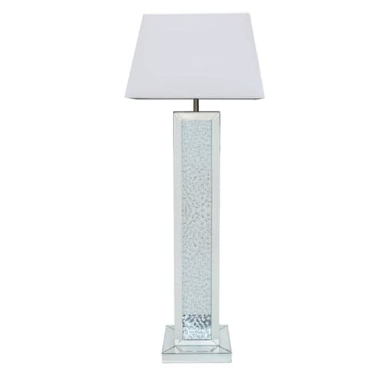 Arvada White Shade Floor Lamp With Mirrored Pillar Base_1