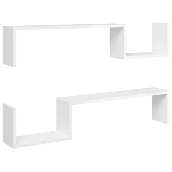Arzon Set Of 2 High Gloss Wall Shelf In White_3