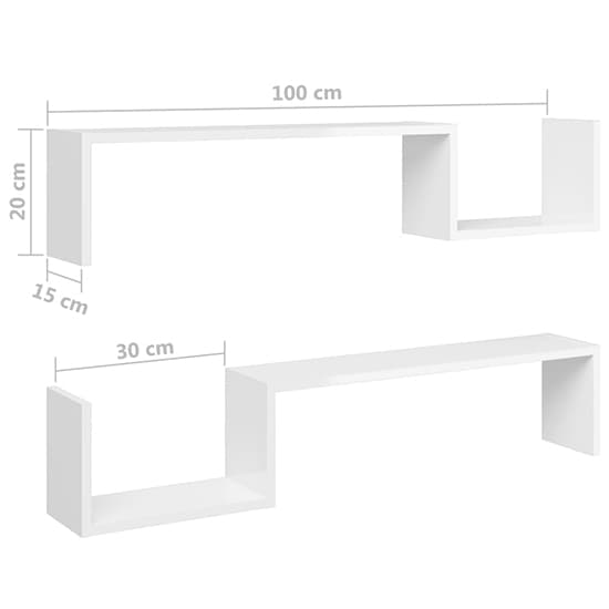 Arzon Set Of 2 High Gloss Wall Shelf In White_5