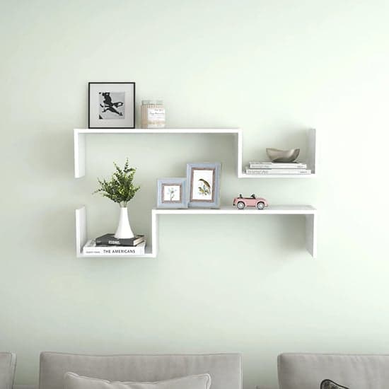 Arzon Set Of 2 High Gloss Wall Shelf In White_1