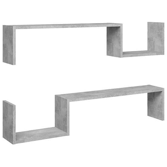 Arzon Set Of 2 Wooden Wall Shelf In Concrete Effect_3