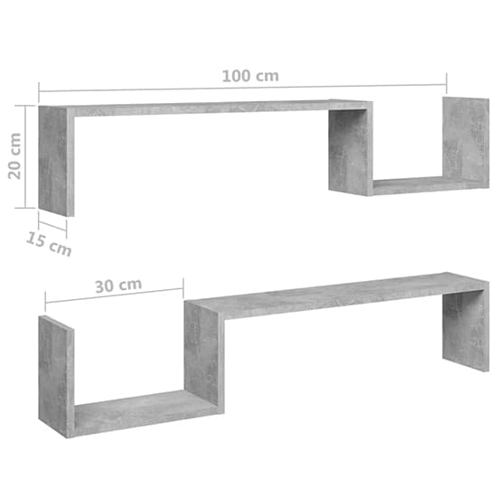 Arzon Set Of 2 Wooden Wall Shelf In Concrete Effect_5