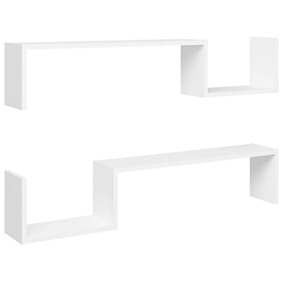 Arzon Set Of 2 Wooden Wall Shelf In White_3