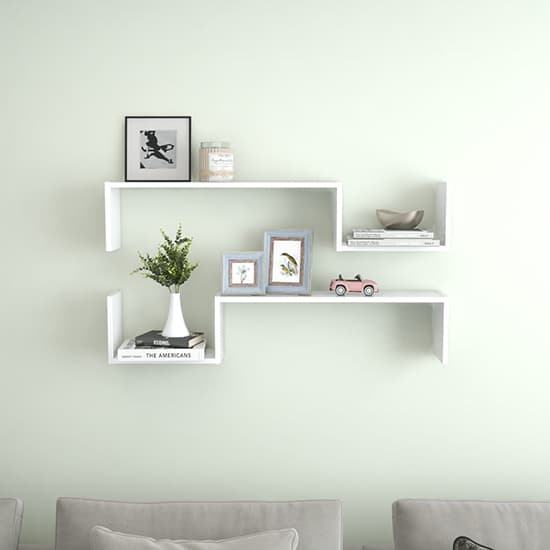 Arzon Set Of 2 Wooden Wall Shelf In White_1