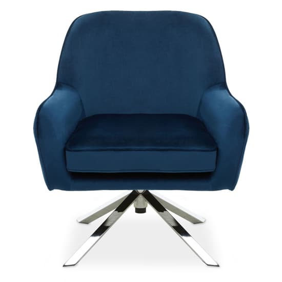Asansol Velvet Lounge Chair With Silver Legs In Midnight Blue_3