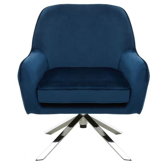 Asansol Velvet Lounge Chair With Silver Legs In Midnight Blue_4