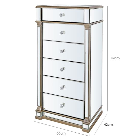 Asbury Mirrored Chest Of 6 Drawers Tall In Champagne_4