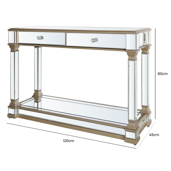 Asbury Mirrored Console Table With 2 Drawers In Champagne_4