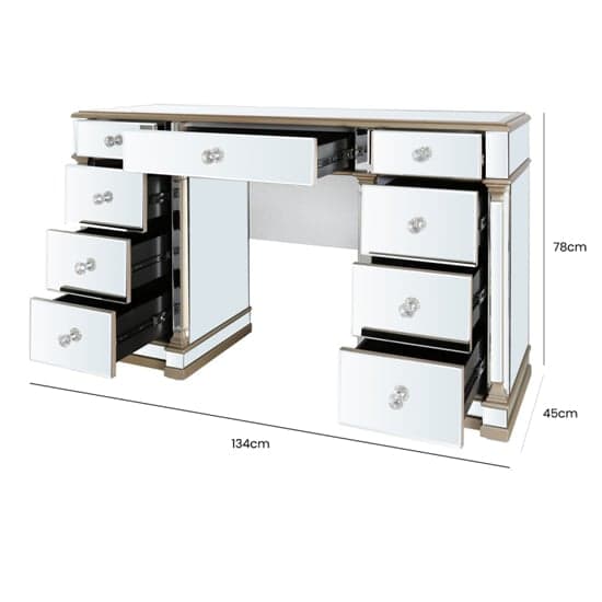Asbury Mirrored Dressing Table With 9 Drawers In Champagne_5