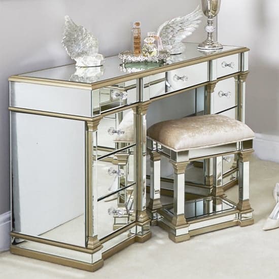 Asbury Mirrored Dressing Table With 9 Drawers In Champagne_6