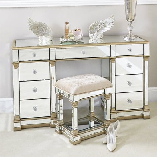 Asbury Mirrored Dressing Table With 9 Drawers In Champagne_1