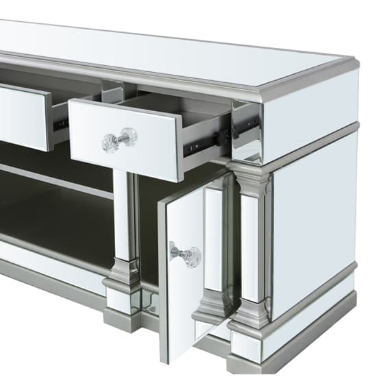 Asbury Mirrored TV Stand With 2 Doors 3 Drawers In Antique Silver_3