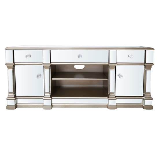 Asbury Mirrored TV Stand With 2 Doors 3 Drawers In Champagne_2