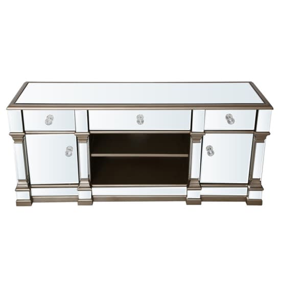 Asbury Mirrored TV Stand With 2 Doors 3 Drawers In Champagne_3