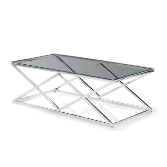 Vauxhall Glass Coffee Table In Clear With Polished Steel Frame_1