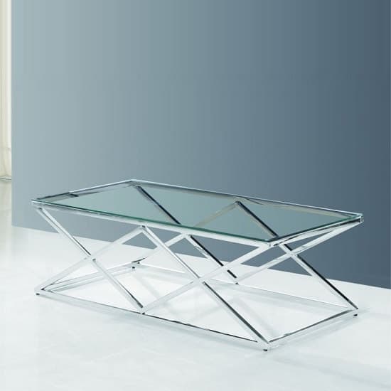 Vauxhall Glass Coffee Table In Clear With Polished Steel Frame_2