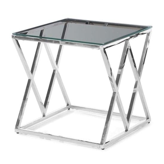 Vauxhall Glass Side Table In Clear With Polished Steel Frame_1