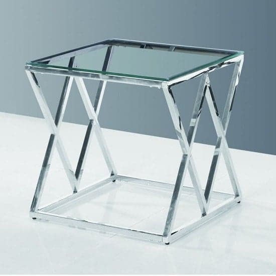 Vauxhall Glass Side Table In Clear With Polished Steel Frame_2