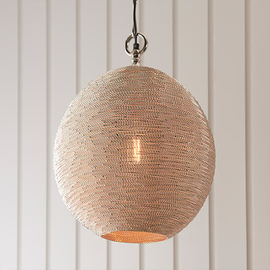 Asha Twisted Wire Ceiling Pendant Light In Polished Nickel_3
