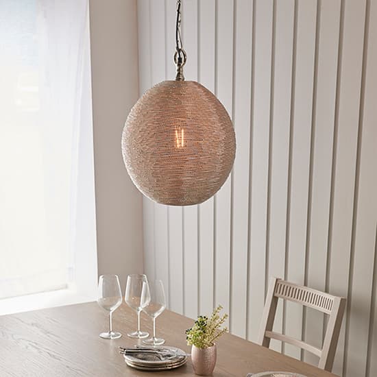 Asha Twisted Wire Ceiling Pendant Light In Polished Nickel_4