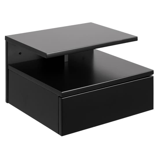 Ashanti Wall Hung Wooden Bedside Cabinet In Black_3