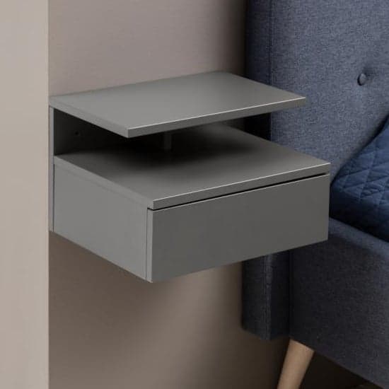 Ashanti Wall Hung Wooden Bedside Cabinet In Light Grey_2