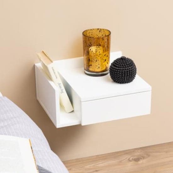 Ashanti Wall Hung Wooden Bedside Cabinet Wide In White_1