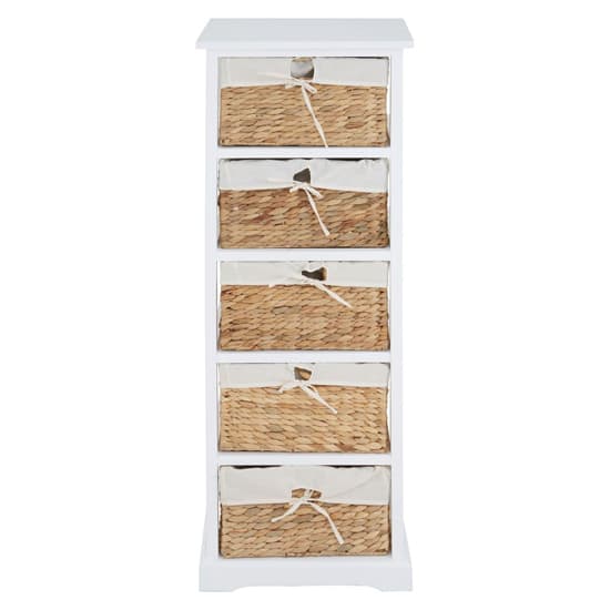 Ashbile Wooden Chest Of 5 Basket Drawers In White_4