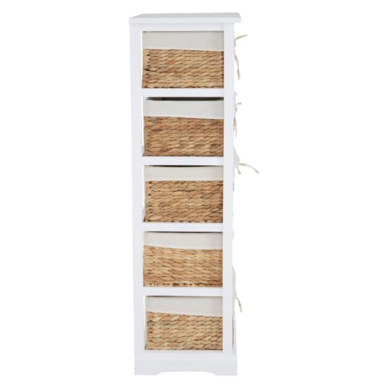 Ashbile Wooden Chest Of 5 Basket Drawers In White_5
