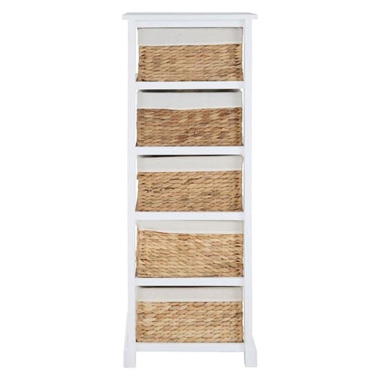Ashbile Wooden Chest Of 5 Basket Drawers In White_6