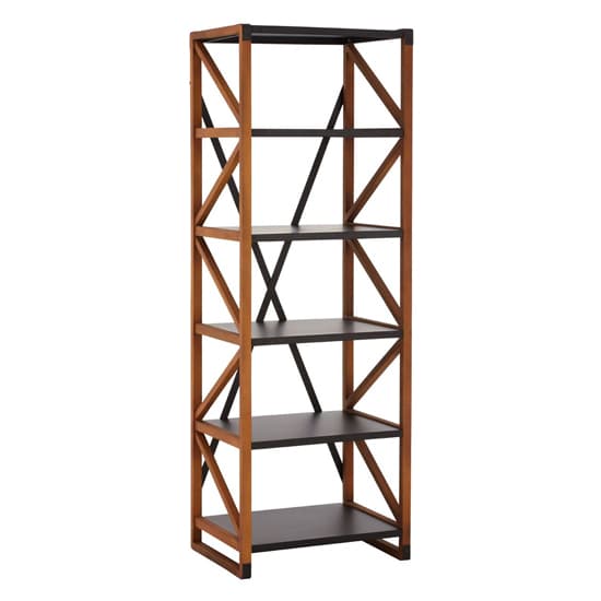 Ashbling 5 Tiers Wooden Bookcase In Natural And Black_1