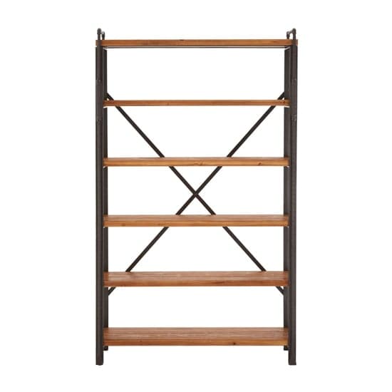 Ashbling 5 Tiers Wooden Shelving Unit In Natural And Black_2