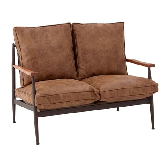 Ashbling Upholstered 2 Seater Leather Sofa In Brown