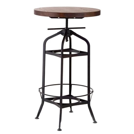 Ashbling Wooden Bar Table With Black Metal Frame In Natural Furniture