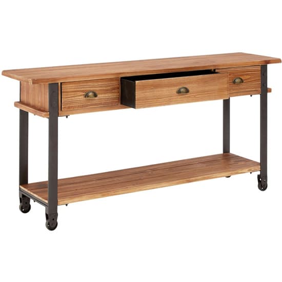 Ashbling Wooden Console Table With 3 Drawers In Natural_3
