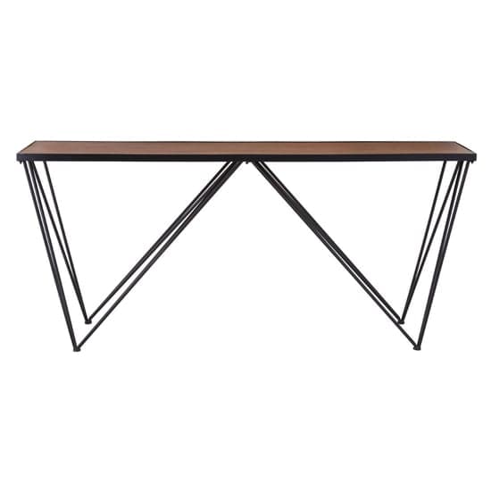 Ashbling Wooden Console Table With Black Metal Frame In Natural_2