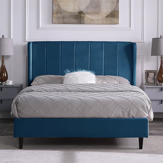 Ashburton Velvet Fabric Double Bed In Blue_2