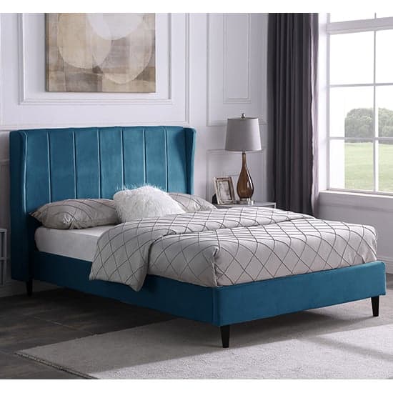Ashburton Velvet Fabric Double Bed In Blue_1