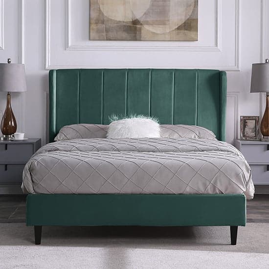 Ashburton Velvet Fabric King Size Bed In Green_2