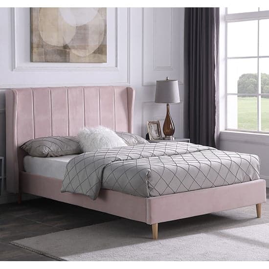 Ashburton Velvet Fabric King Size Bed In Pink_1