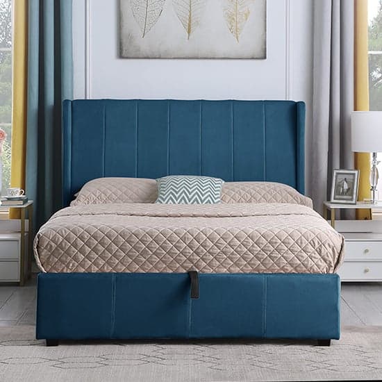 Ashburton Velvet Fabric Storage King Size Bed In Blue_3